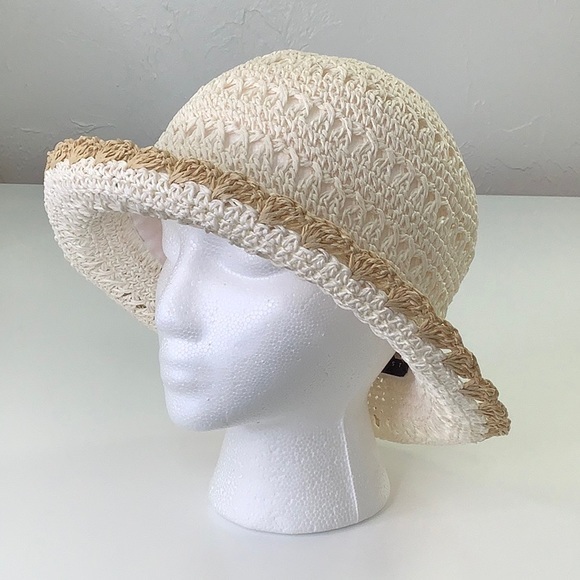 Augusta Hats Paper Crochet Hemmed Dual Color Packable Bowler Hat Size OS EUC - Picture 7 of 13